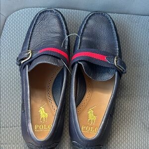 New Polo by Ralph Lauren Men's Dark Blue Loafers with Red Accent 8.5D